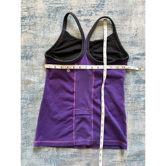 Lululemon Purple w Dark Heathered Gray Trim Ujjayi Y Tank II Size 6 - Picture 4 of 6
